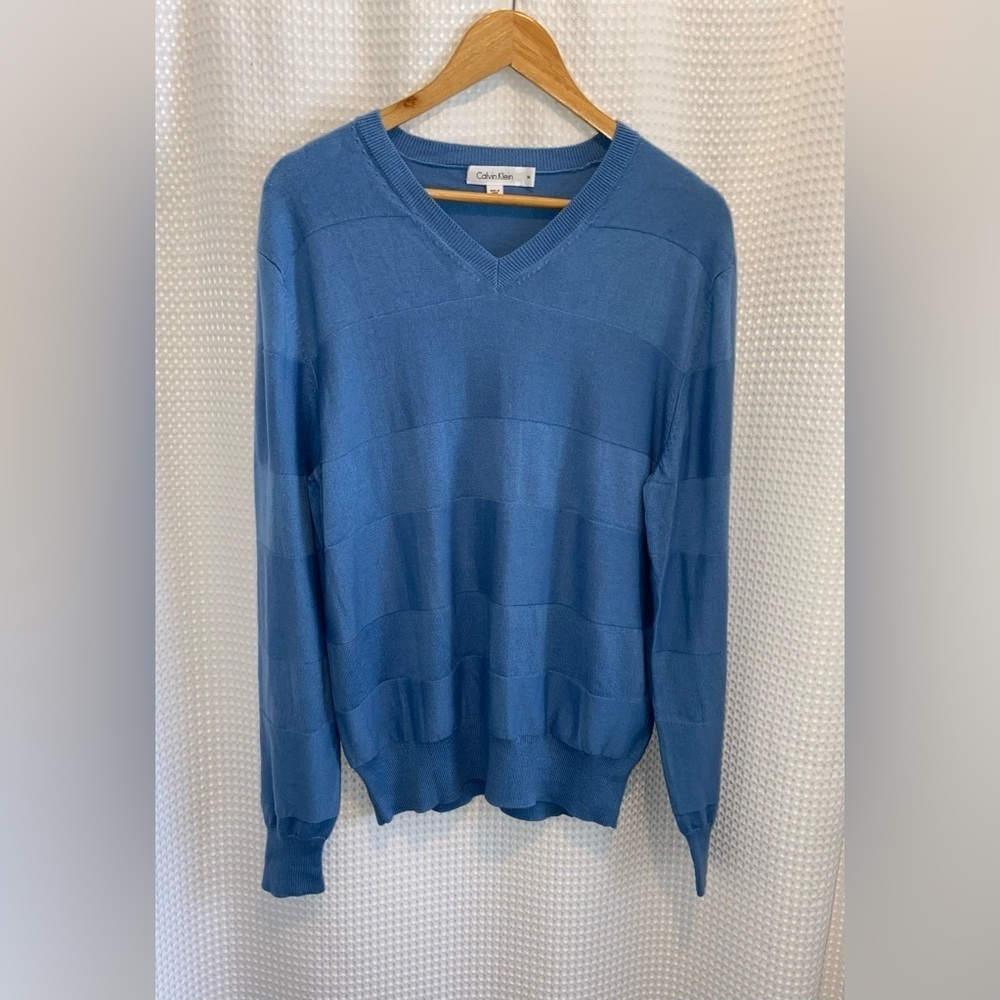 2/49$ Men’s Calvin‎ Klein cotton cashmere blend V neck knit sweater Sz medium